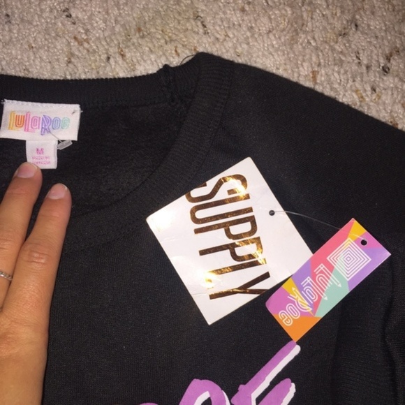 NWT Lularoe black vintage logo crewneck sweatshirt! Pink writing - Picture 6 of 6